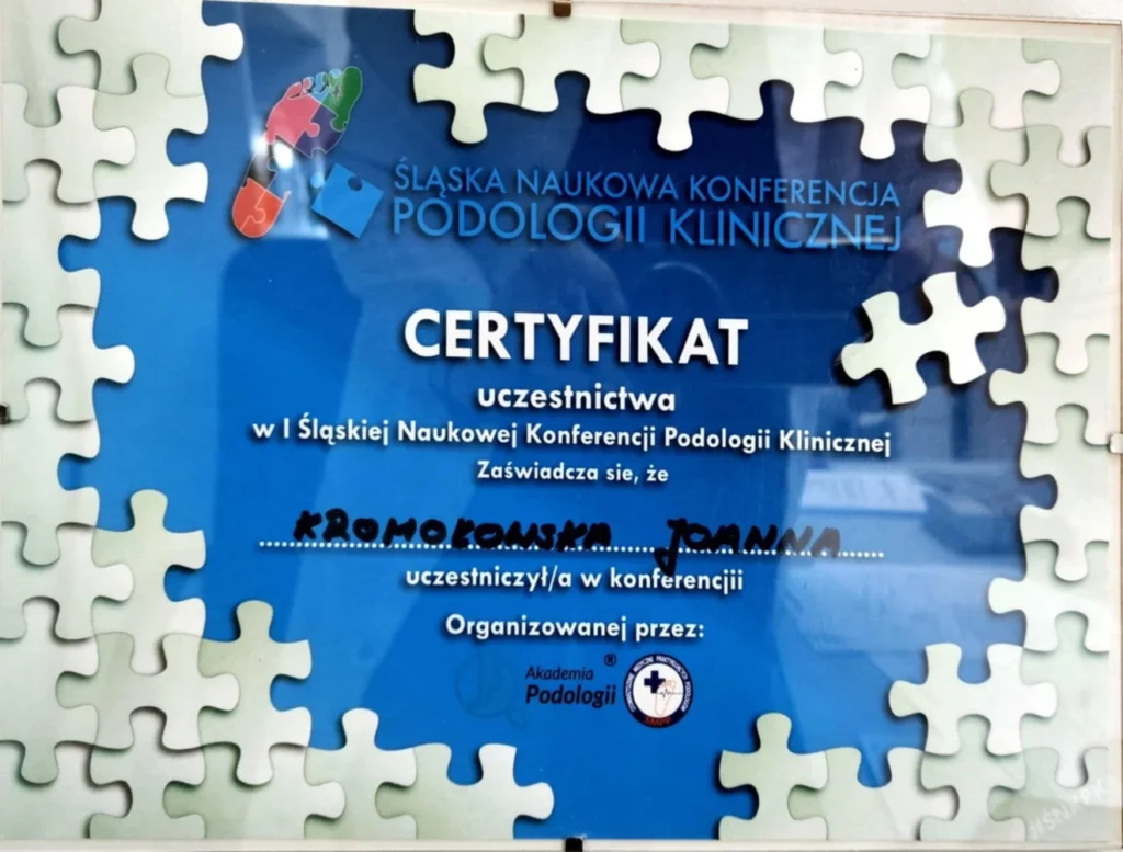 Certyfikat uczestnika konferencji podologicznej